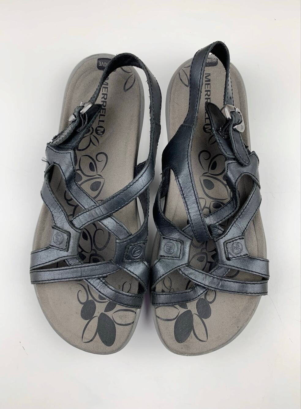 Merrell Agave 2 Lavish Sandals Midnight Charcoal Grey Leather Strappy Women's 8